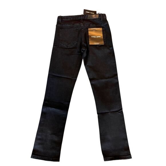 NWT HOMME + FEMME Denim Wear Black Jeans Gradient Side Logo Yellow to Blue 28 - Picture 2 of 9